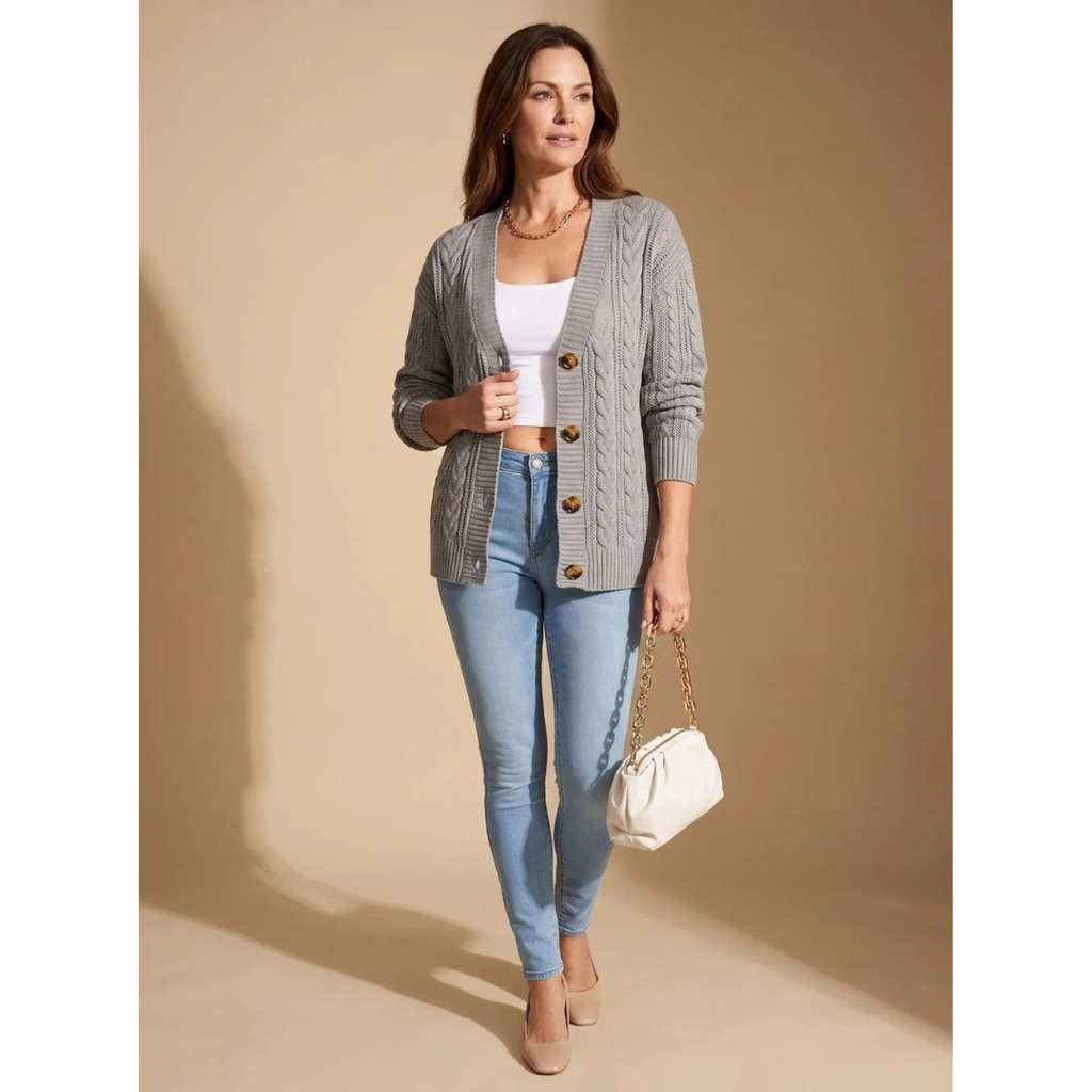 Felicitas | Damen Strickjacke mit Knöpfen und Langarm