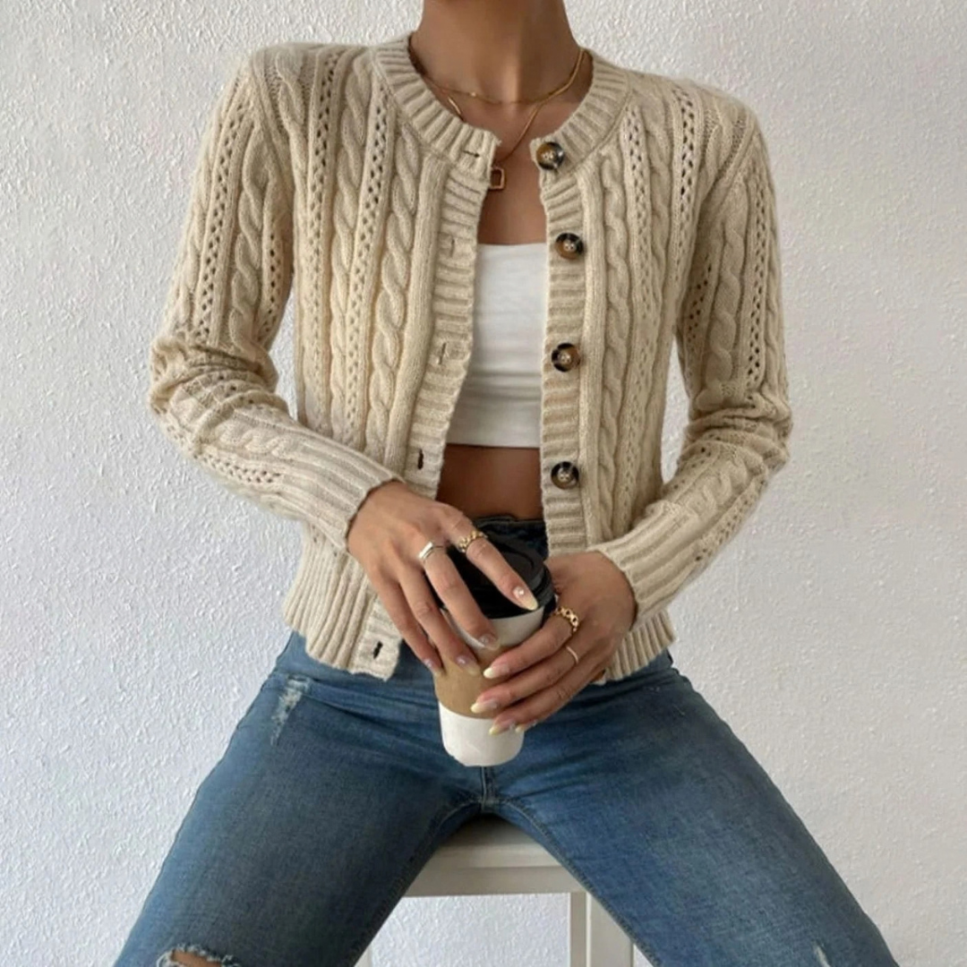 Felicitas | Damen Strickjacke mit Knöpfen und Langarm