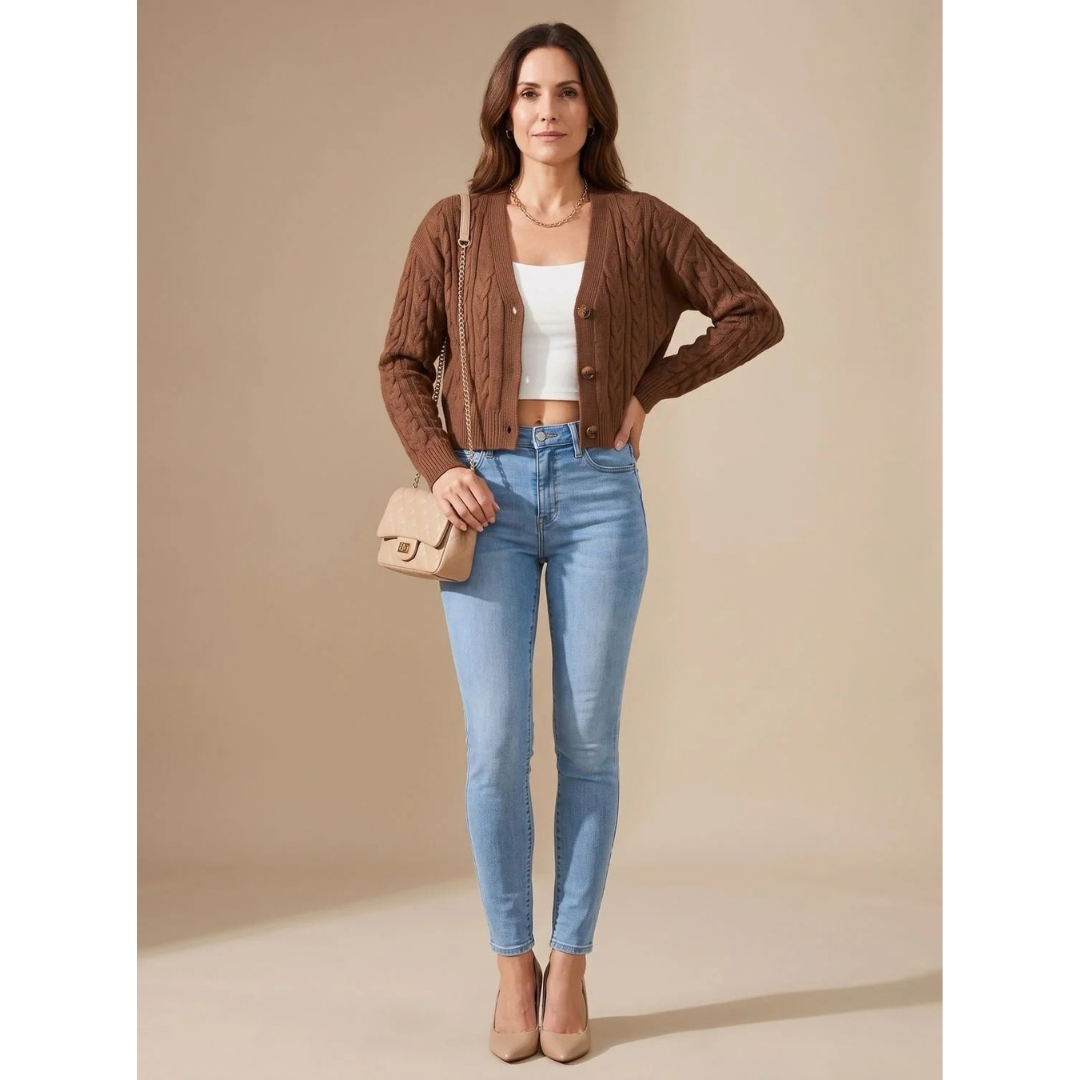 Felicitas | Damen Strickjacke mit Knöpfen und Langarm