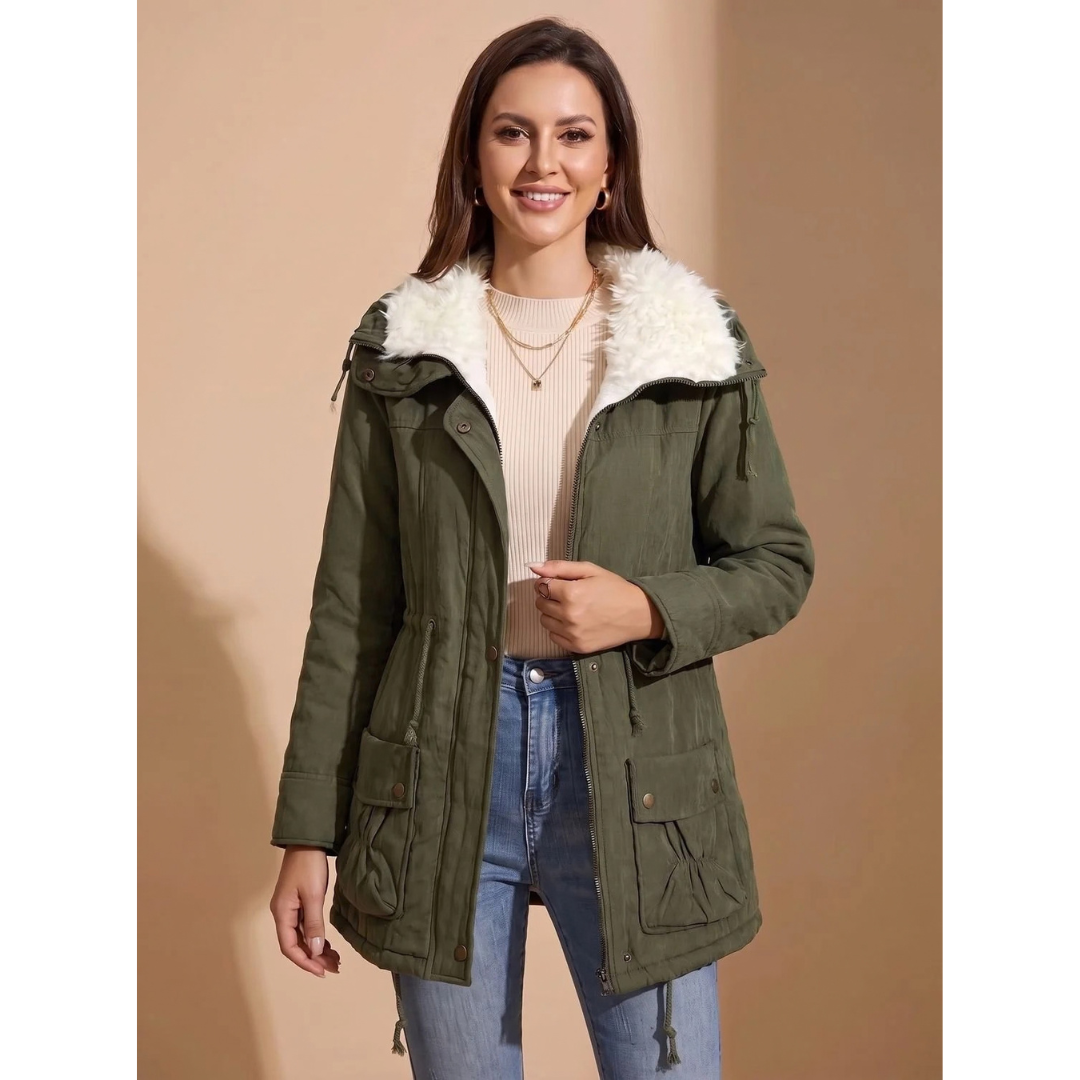 Florentine | Damen Winterjacke mit Kapuze und Fellkragen