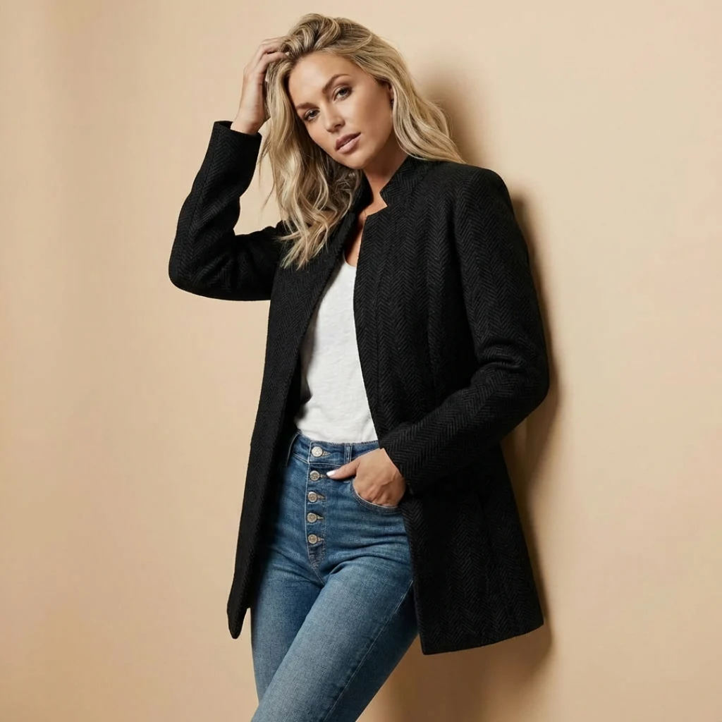 Gabi | Damen Blazer mit Herringbone Design für Alltag und Büro