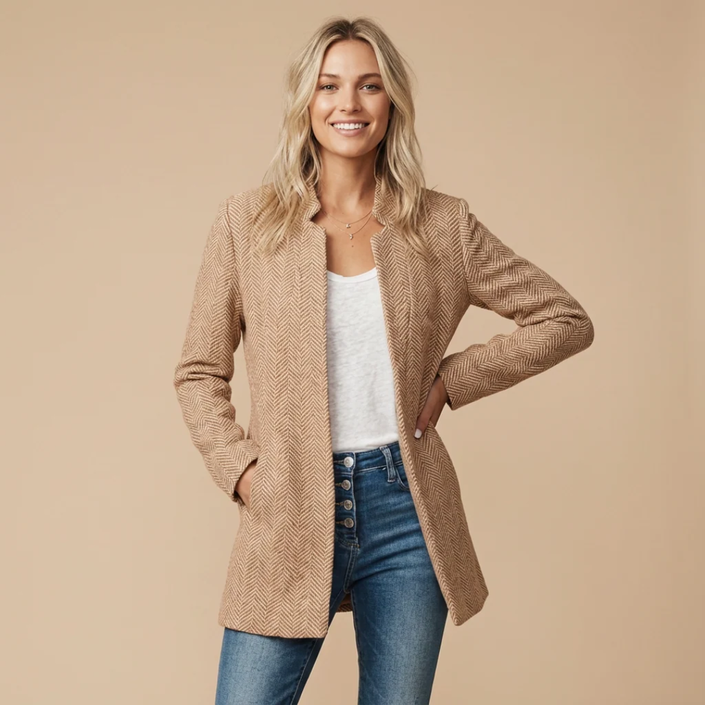 Gabi | Damen Blazer mit Herringbone Design für Alltag und Büro