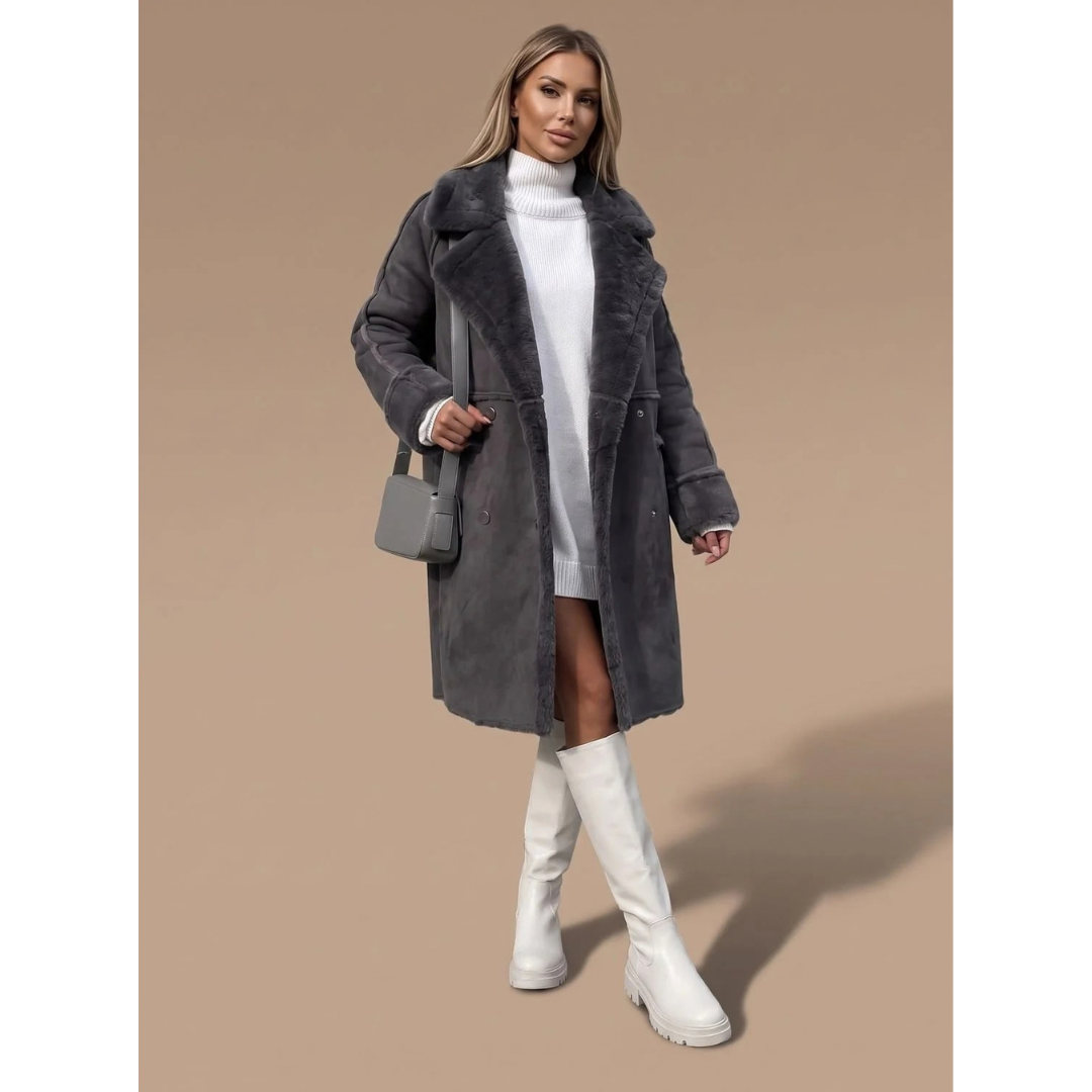 Gabriele | Damen Winterjacke mit Kunstfell und langem Design
