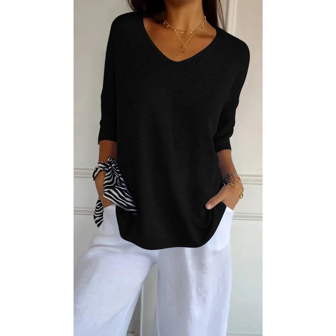 Gisela | Damen V Ausschnitt Strickpullover mit Moderne Design