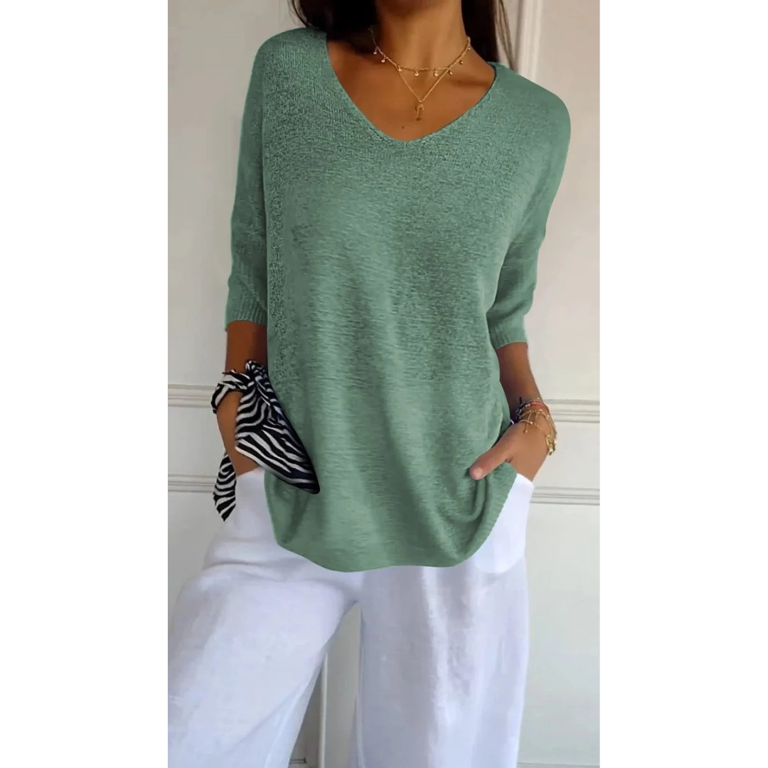 Gisela | Damen V Ausschnitt Strickpullover mit Moderne Design