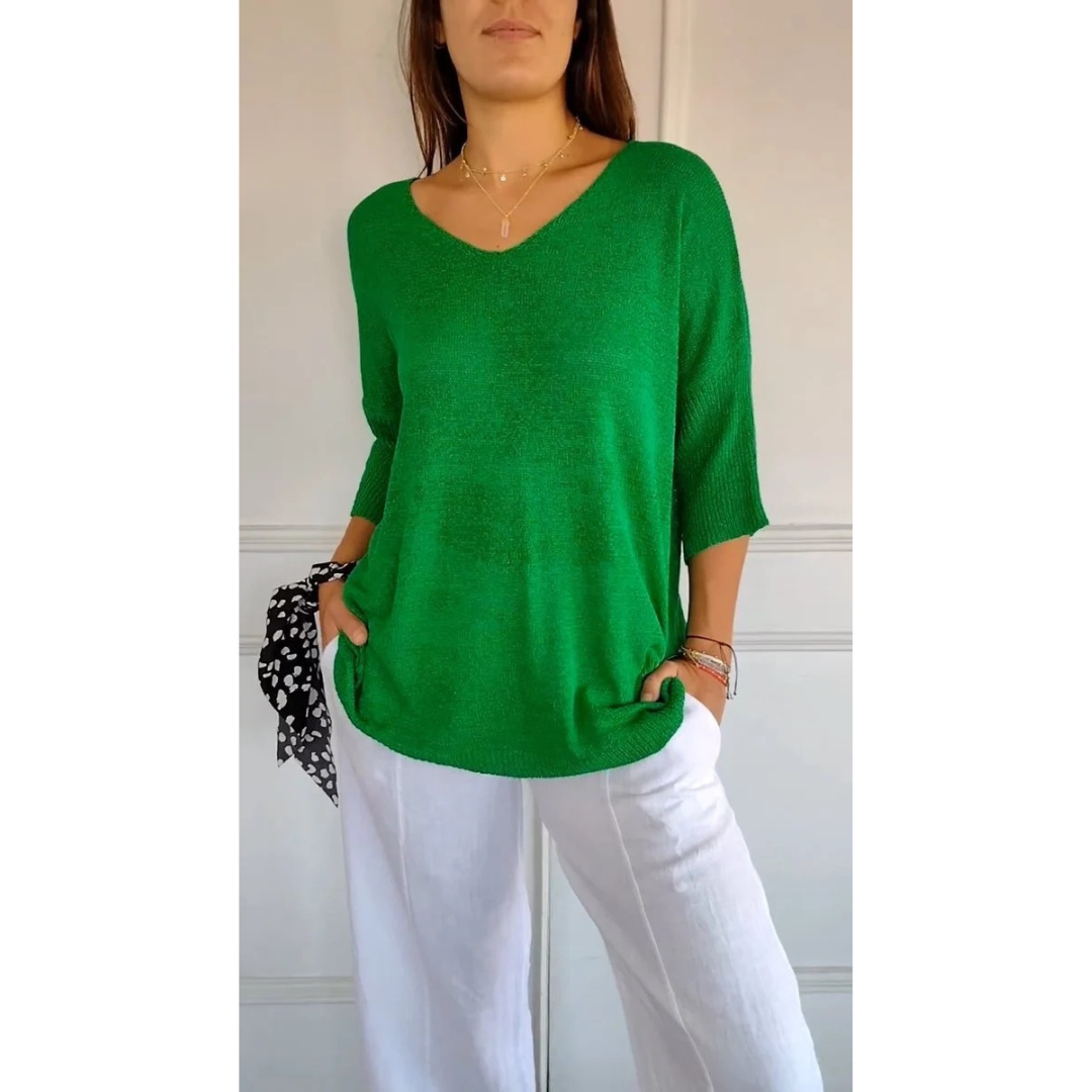 Gisela | Damen V Ausschnitt Strickpullover mit Moderne Design