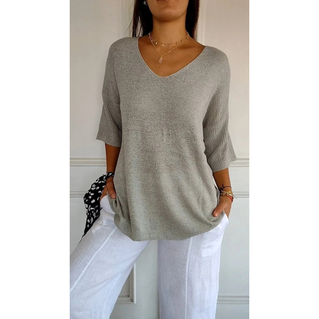 Gisela | Damen V Ausschnitt Strickpullover mit Moderne Design