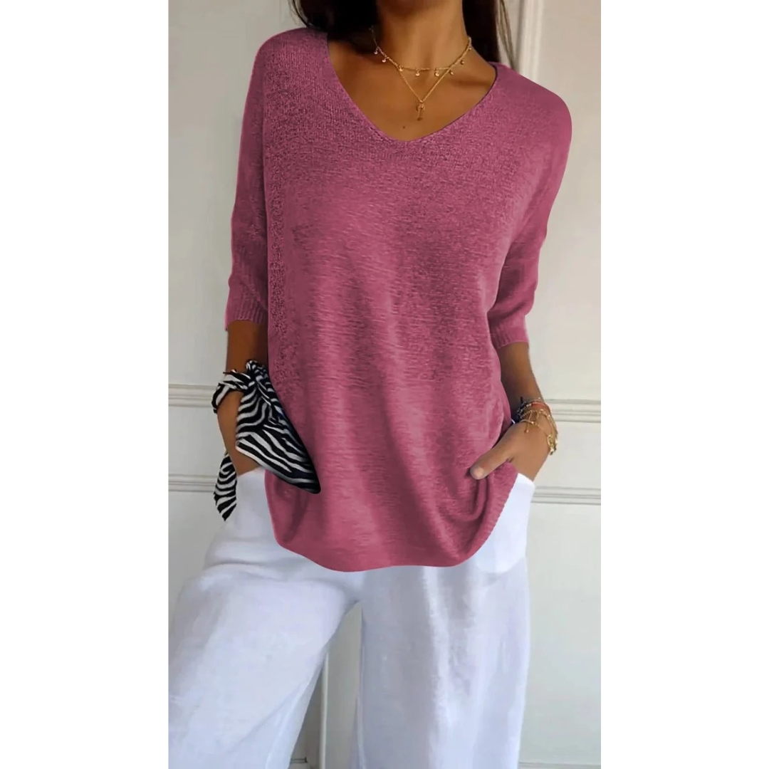 Gisela | Damen V Ausschnitt Strickpullover mit Moderne Design