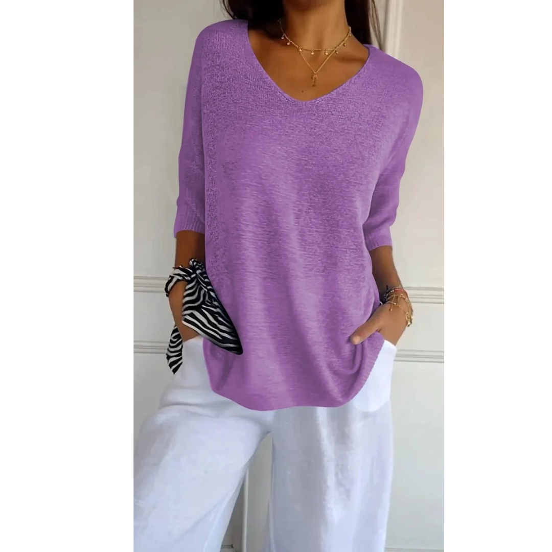 Gisela | Damen V Ausschnitt Strickpullover mit Moderne Design