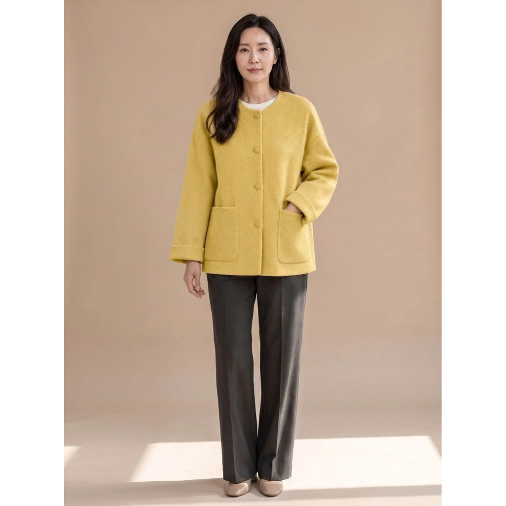 Helga | Damen Wollmantel Jacke mit Knöpfen