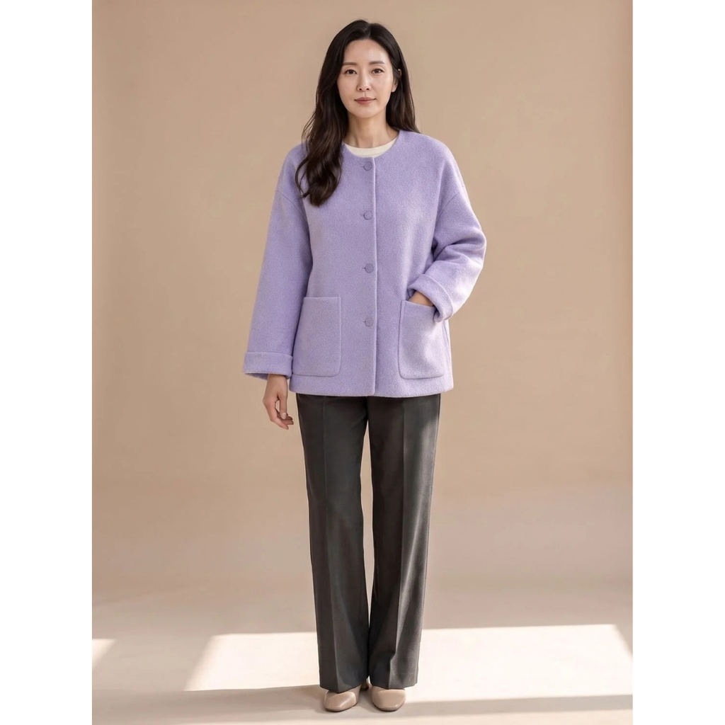 Helga | Damen Wollmantel Jacke mit Knöpfen