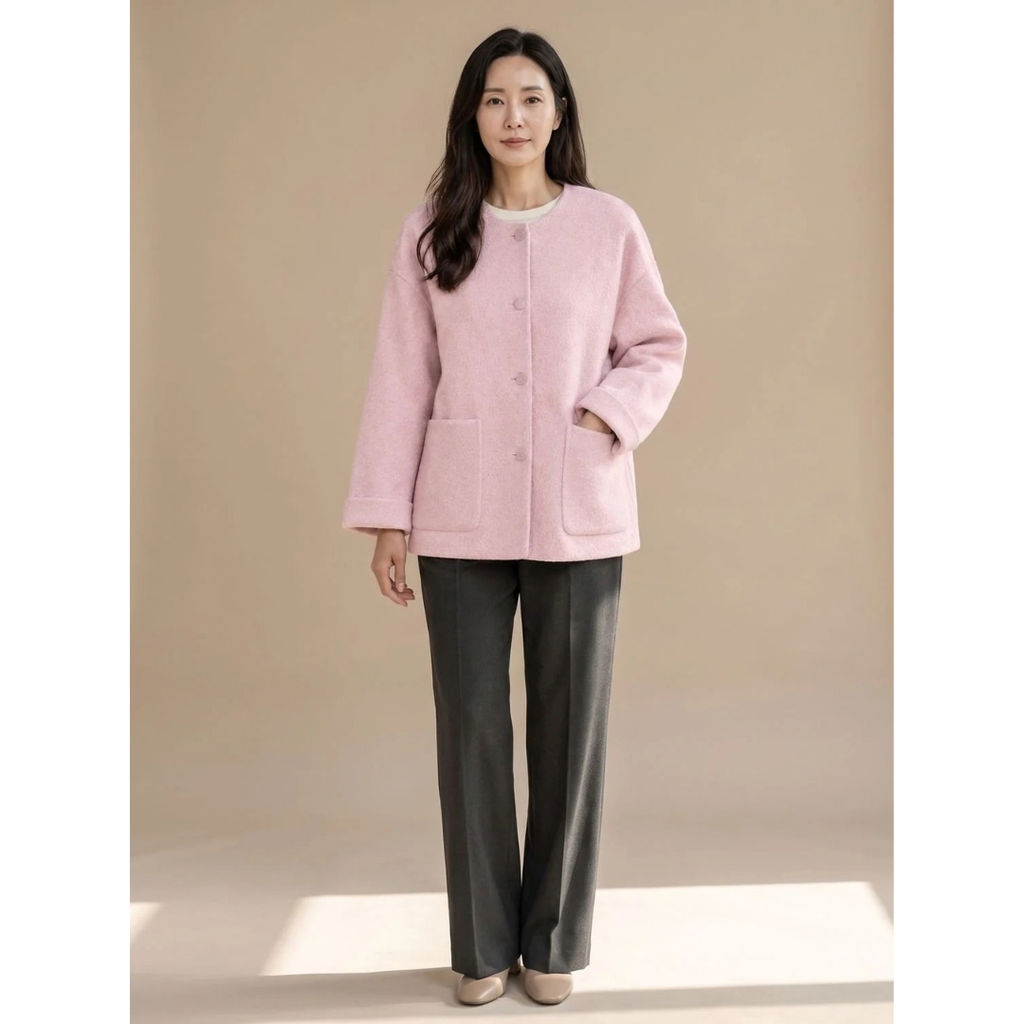 Helga | Damen Wollmantel Jacke mit Knöpfen