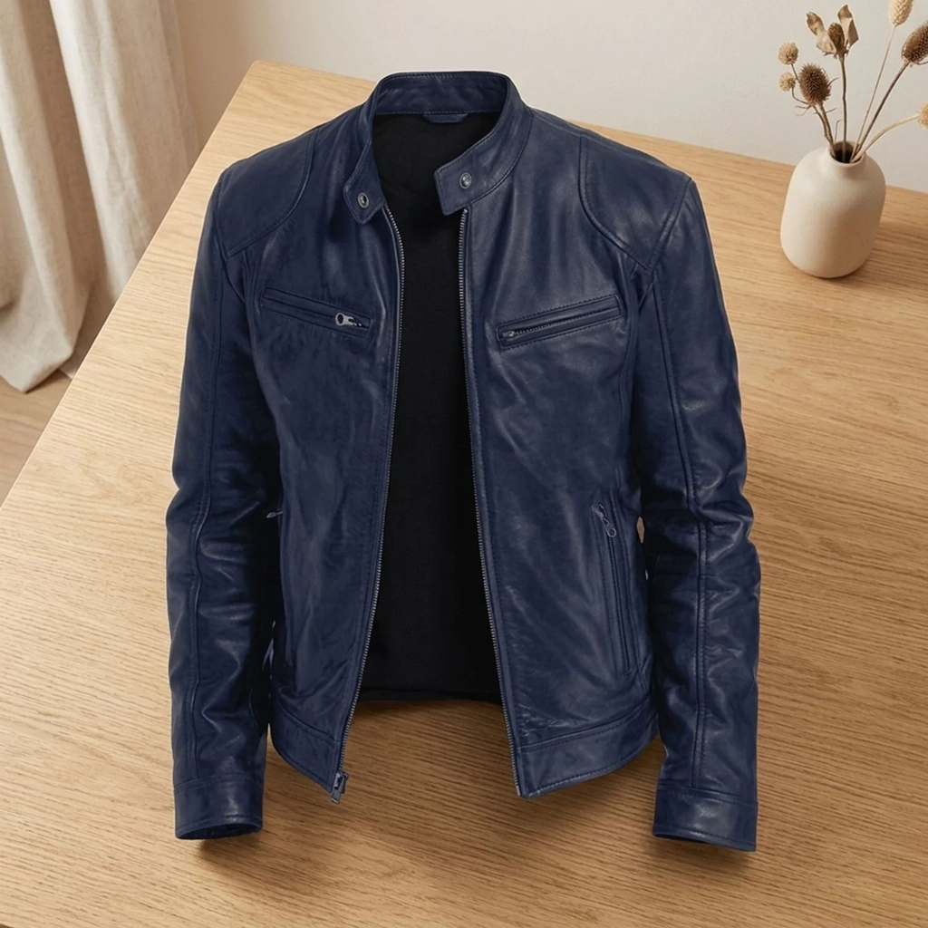 Henning | Herren Kunstleder Jacke mit Reißverschluss
