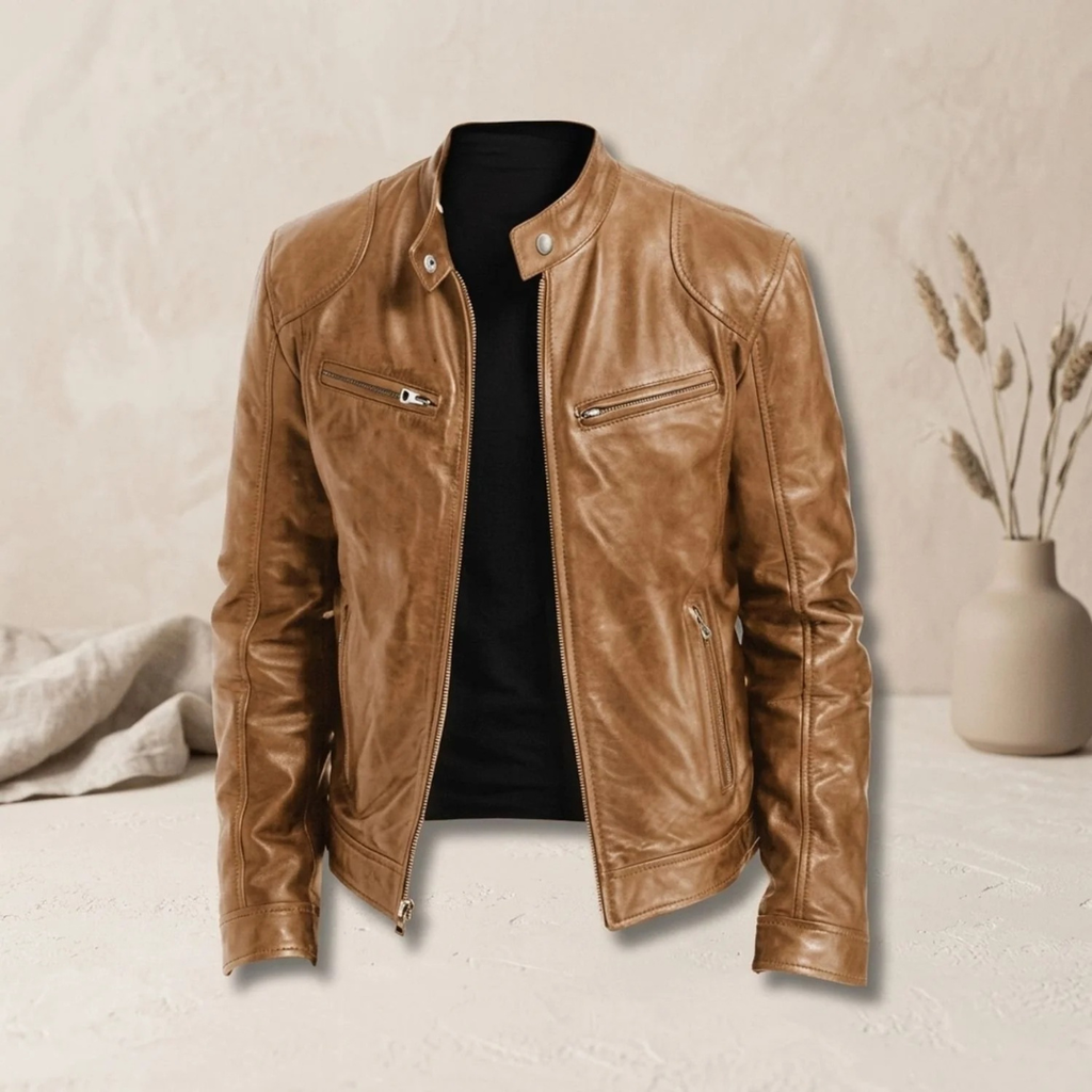 Henning | Herren Kunstleder Jacke mit Reißverschluss