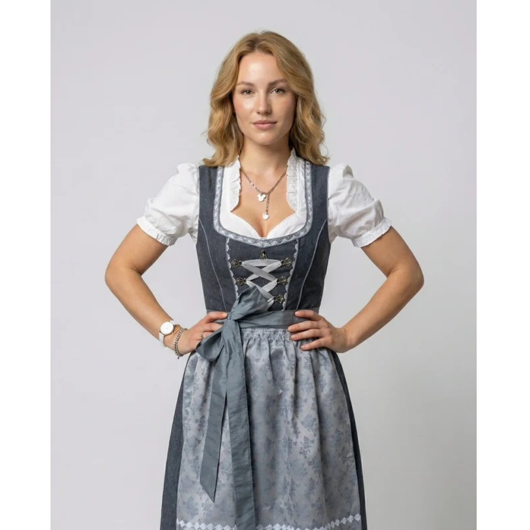 Ida | Damen Graue Traditionelles Oktoberfest Dirndl
