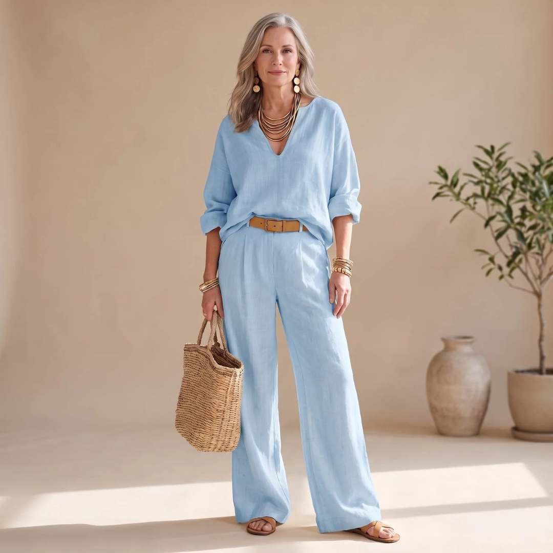 Ines | Damen 2-Teiler mit Blazer und weiter Hose