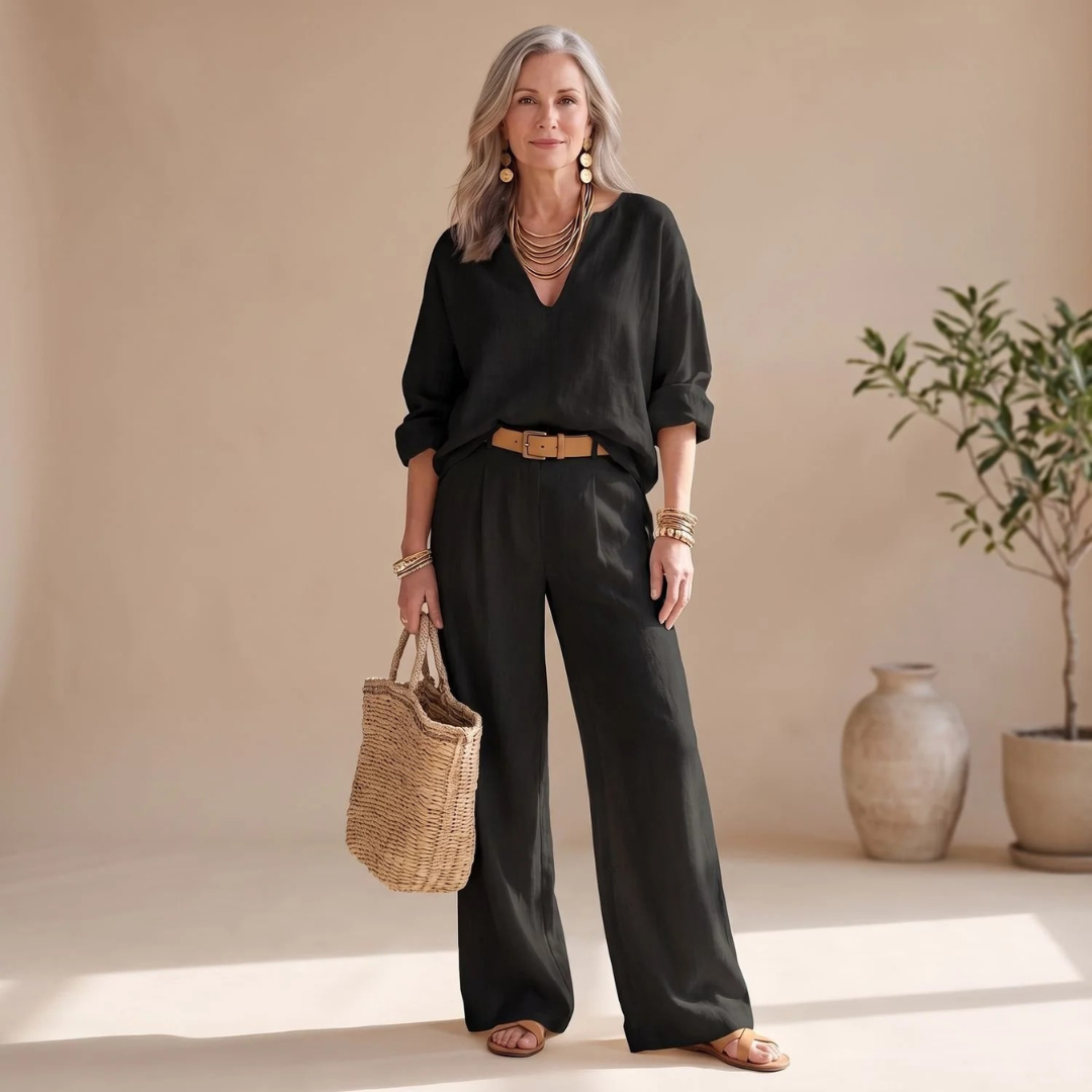 Ines | Damen 2-Teiler mit Blazer und weiter Hose