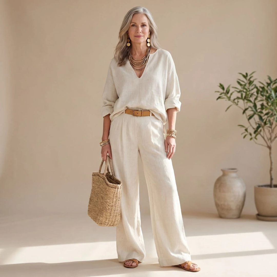 Ines | Damen 2-Teiler mit Blazer und weiter Hose