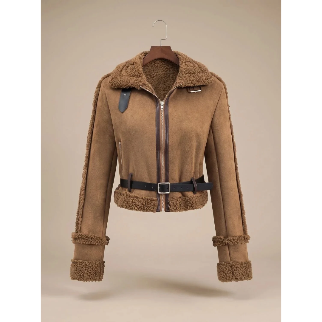 Irma | Damen Jacke mit Teddy Design und Gürtel
