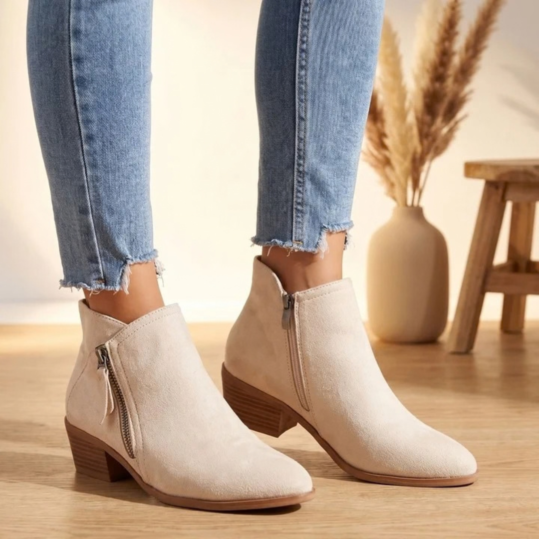 Juliane | Damen Orthopädische Stiefeletten mit Reißverschluss und Wildleder