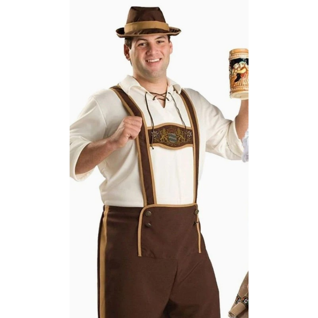 Leonhard | Herren Braune Lederhose Oktoberfest Trachten Set Mit Hosenträgern