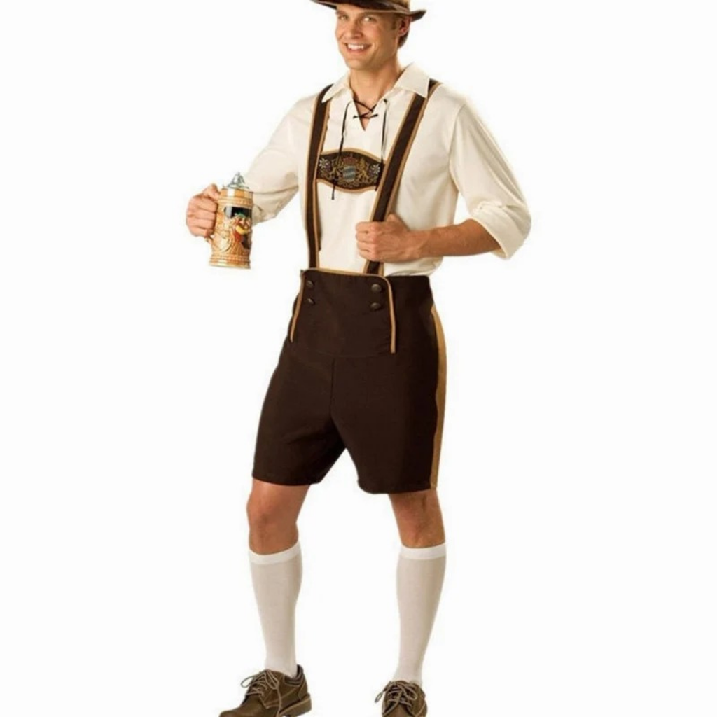 Leonhard | Herren Braune Lederhose Oktoberfest Trachten Set Mit Hosenträgern