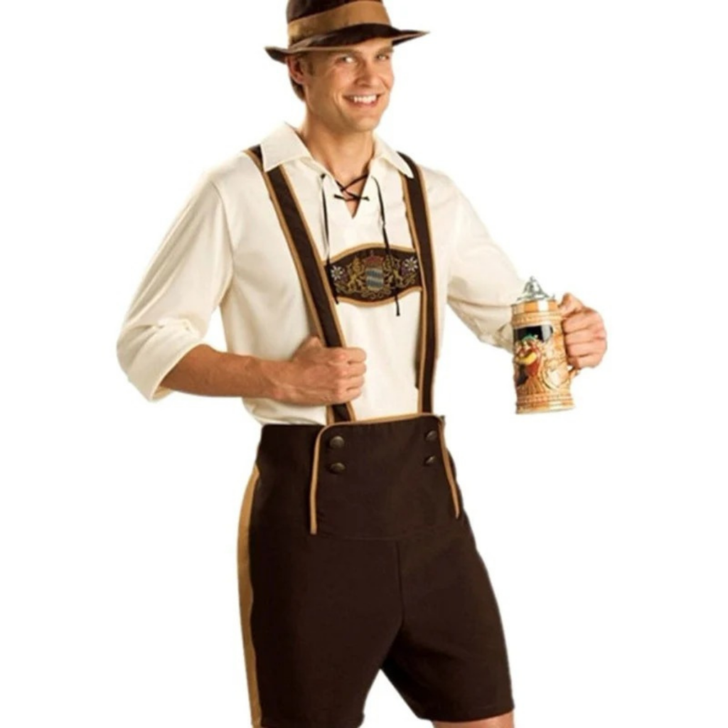 Leonhard | Herren Braune Lederhose Oktoberfest Trachten Set Mit Hosenträgern