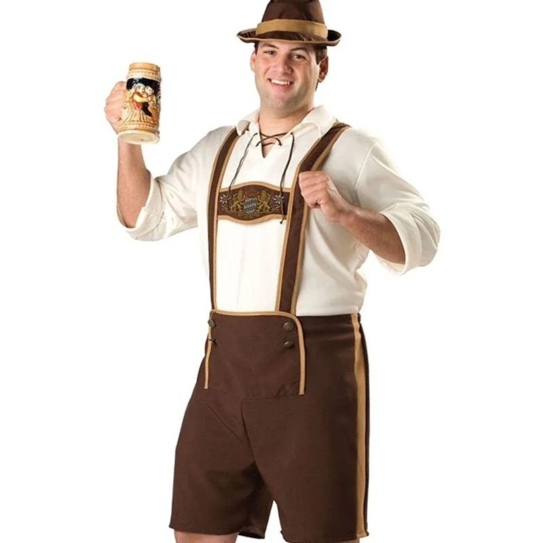 Leonhard | Herren Braune Lederhose Oktoberfest Trachten Set Mit Hosenträgern