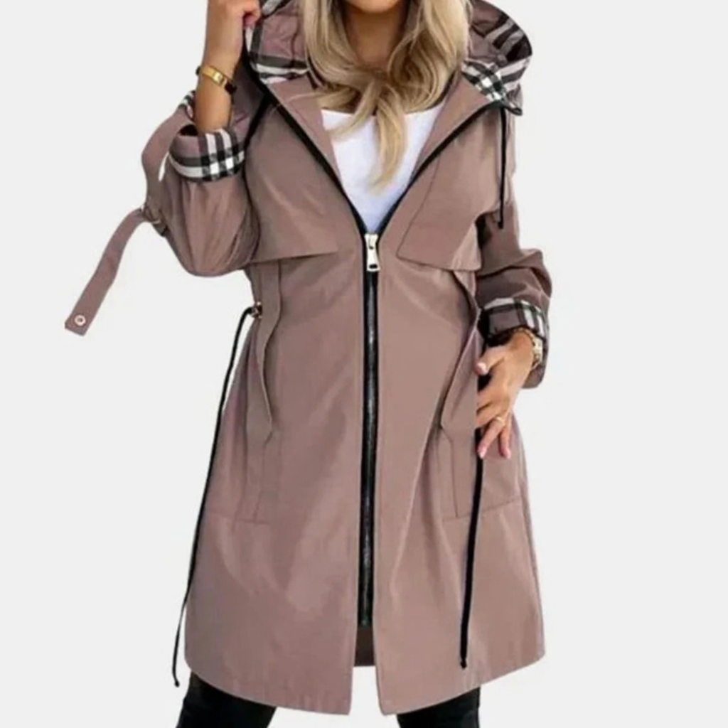 Leonie | Damen Trench Coat mit Kapuze und Gürtel