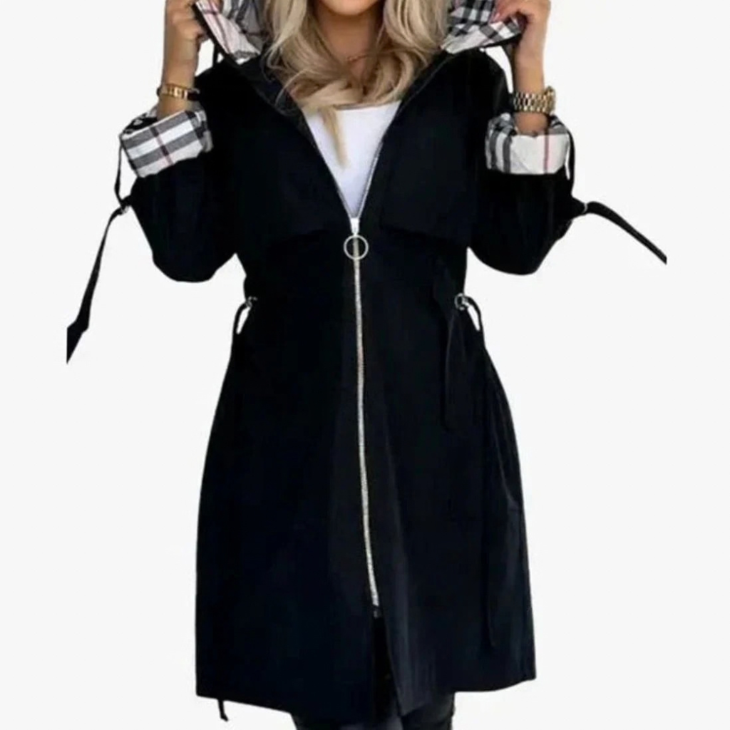 Leonie | Damen Trench Coat mit Kapuze und Gürtel