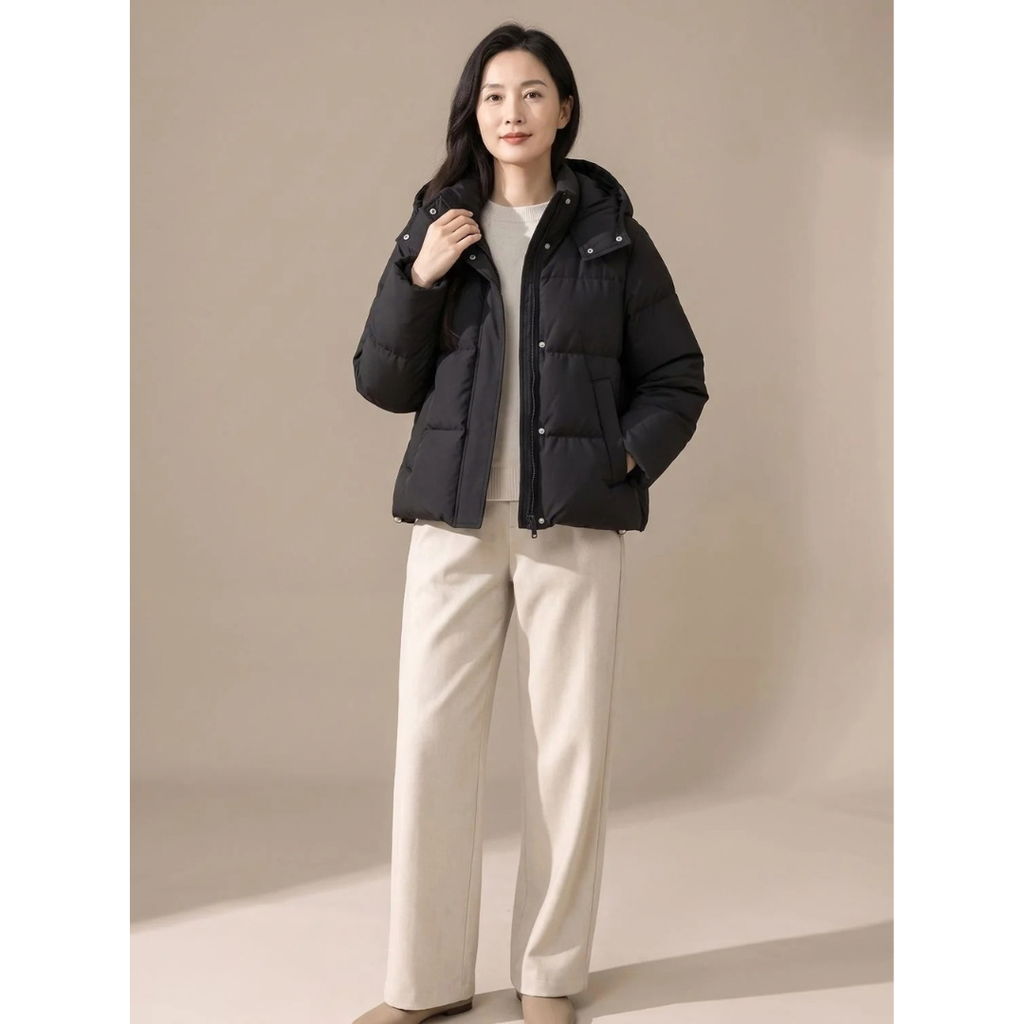 Liselotte | Damen Puffer Winterjacke mit Kapuze und Taschen