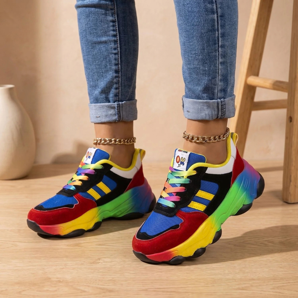Luise | Damen Orthopädische Sneaker mit Regenbogen Design