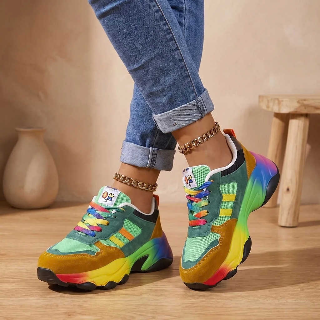 Luise | Damen Orthopädische Sneaker mit Regenbogen Design
