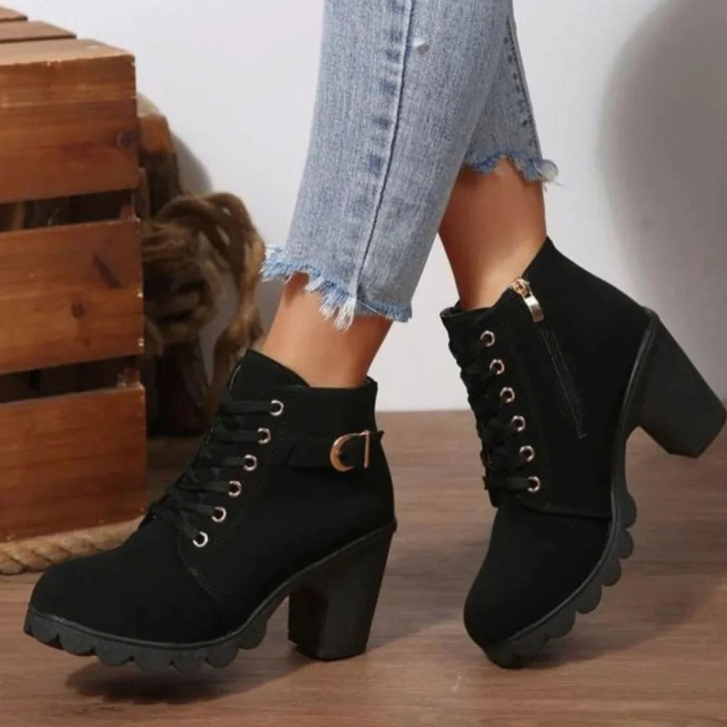 Manuela | Damen Stiefeletten mit Verschluss und Absatz