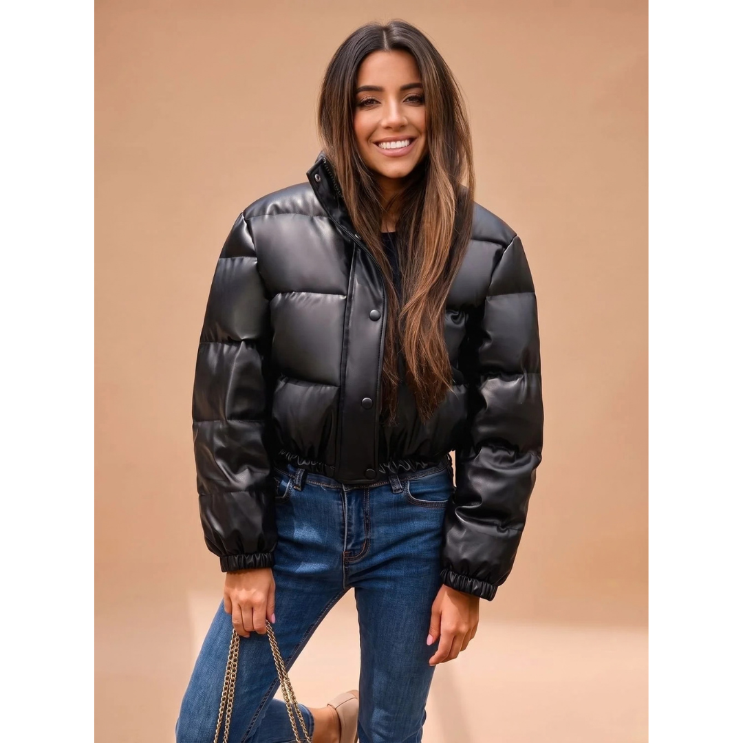 Marita | Damen Puffer Winterjacke mit Kapuze und Reißverschluss