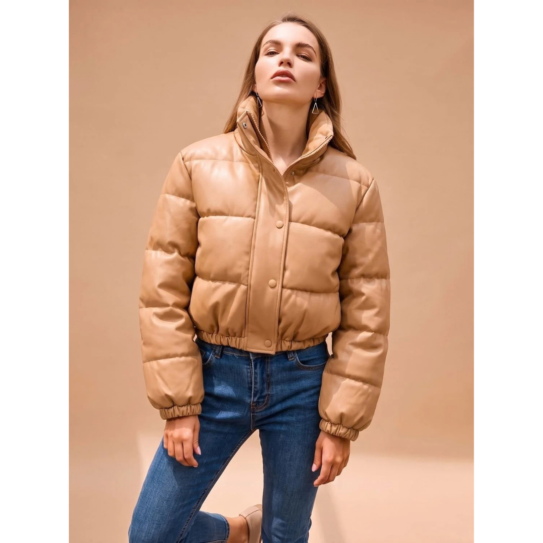 Marita | Damen Puffer Winterjacke mit Kapuze und Reißverschluss
