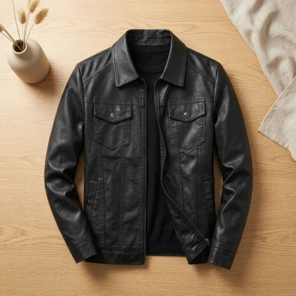 Markus | Herren Kunstleder Jacke mit Reißverschluss