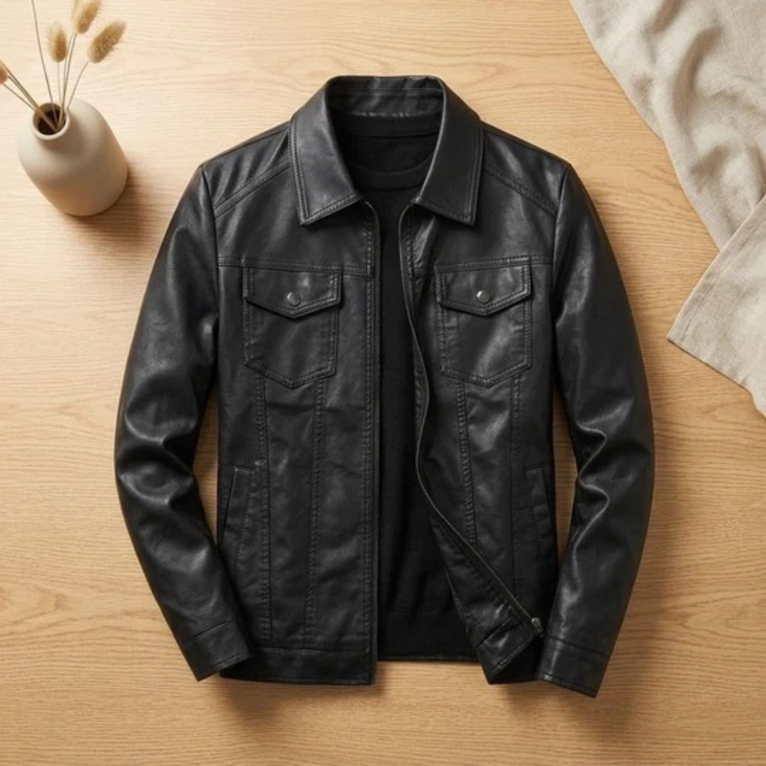 Markus | Herren Kunstleder Jacke mit Reißverschluss