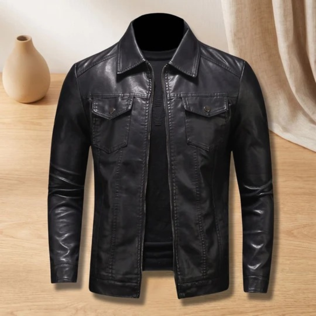 Markus | Herren Kunstleder Jacke mit Reißverschluss