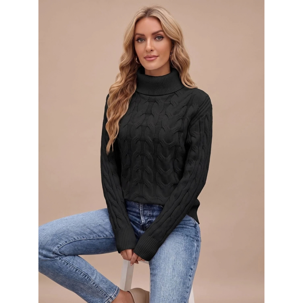 Marlene | Damen Rollkragenpullover mit Muster und Langarm