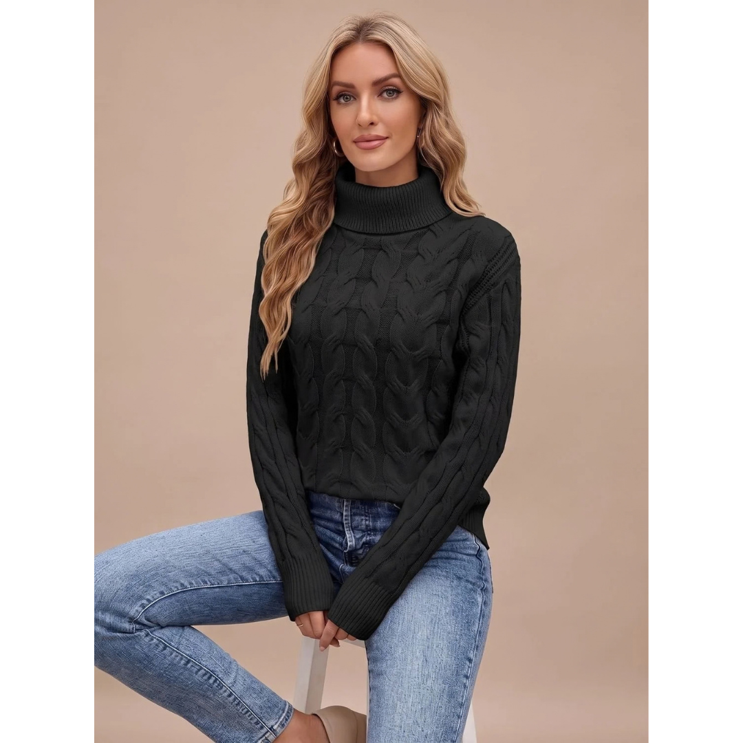 Marlene | Damen Rollkragenpullover mit Muster und Langarm