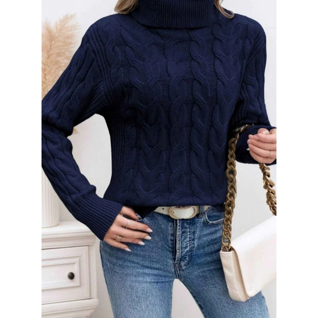 Marlene | Damen Rollkragenpullover mit Muster und Langarm