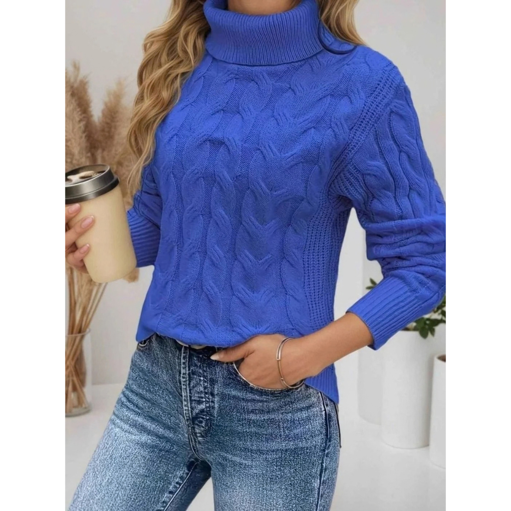Marlene | Damen Rollkragenpullover mit Muster und Langarm