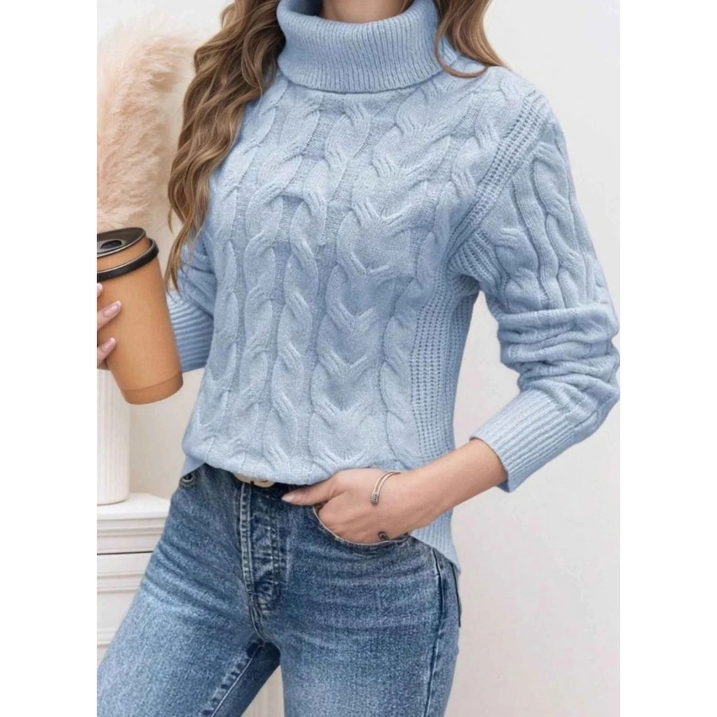 Marlene | Damen Rollkragenpullover mit Muster und Langarm