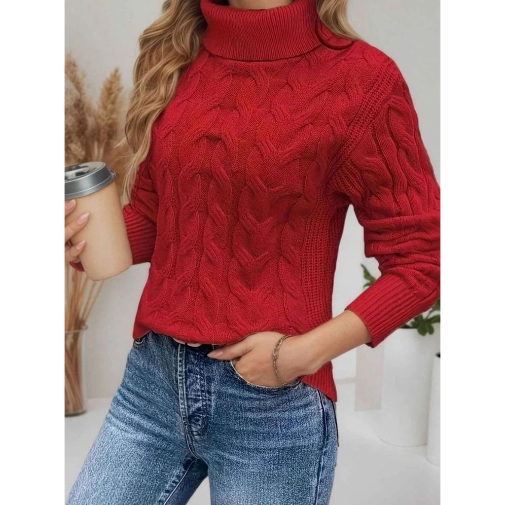 Marlene | Damen Rollkragenpullover mit Muster und Langarm