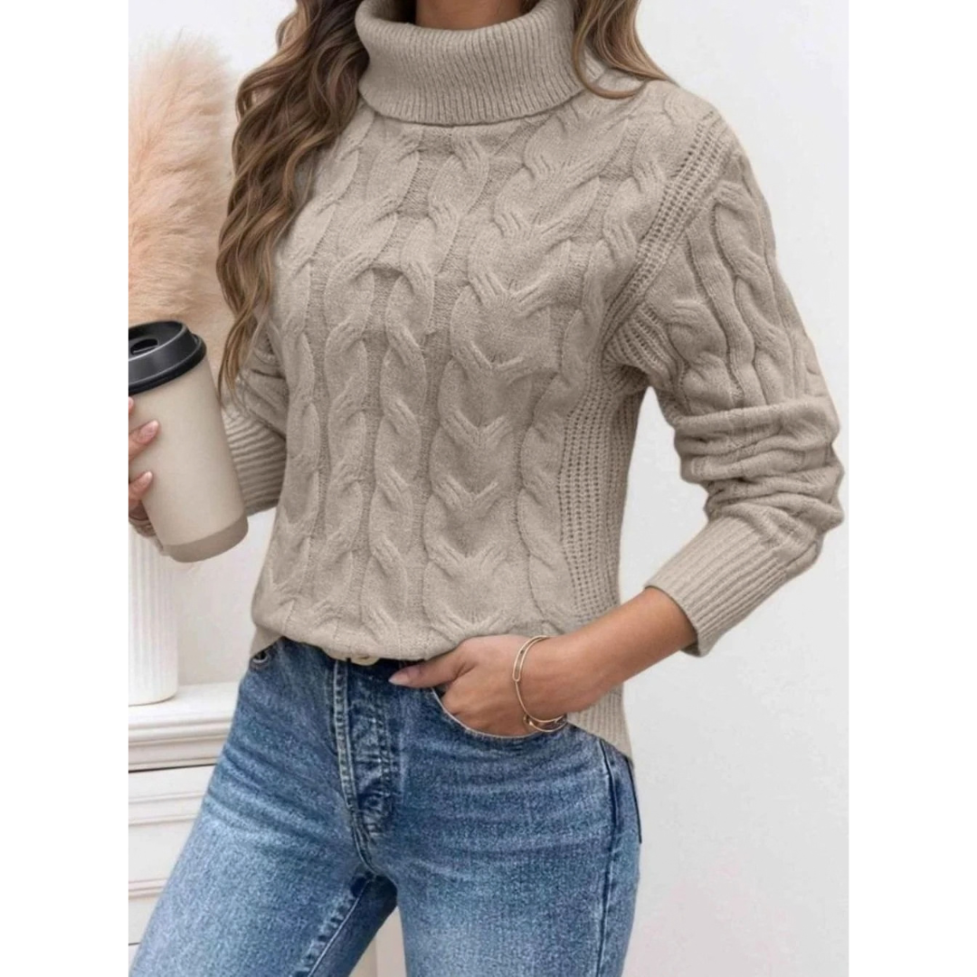 Marlene | Damen Rollkragenpullover mit Muster und Langarm