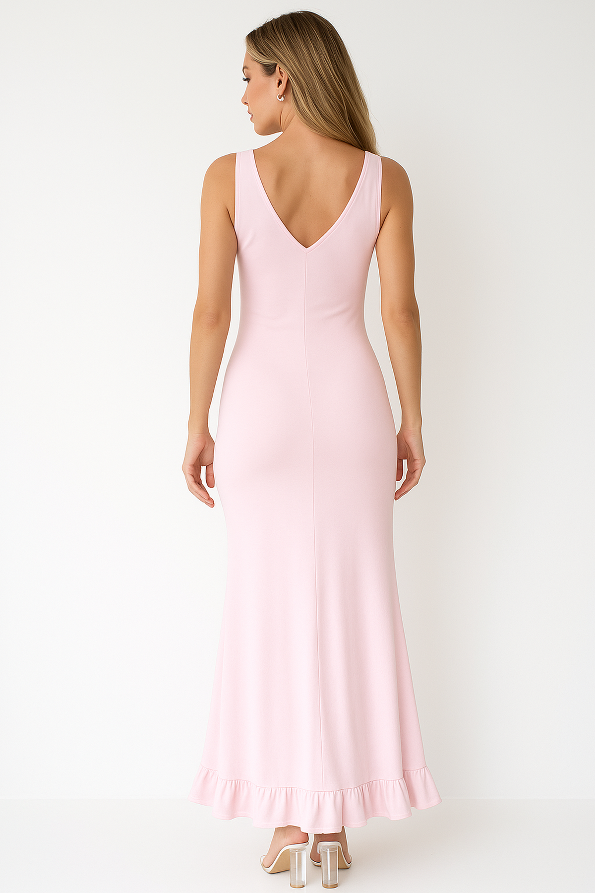 Maxikleid für Damen – Rückenfrei, Figurbetont & Mit Raffung