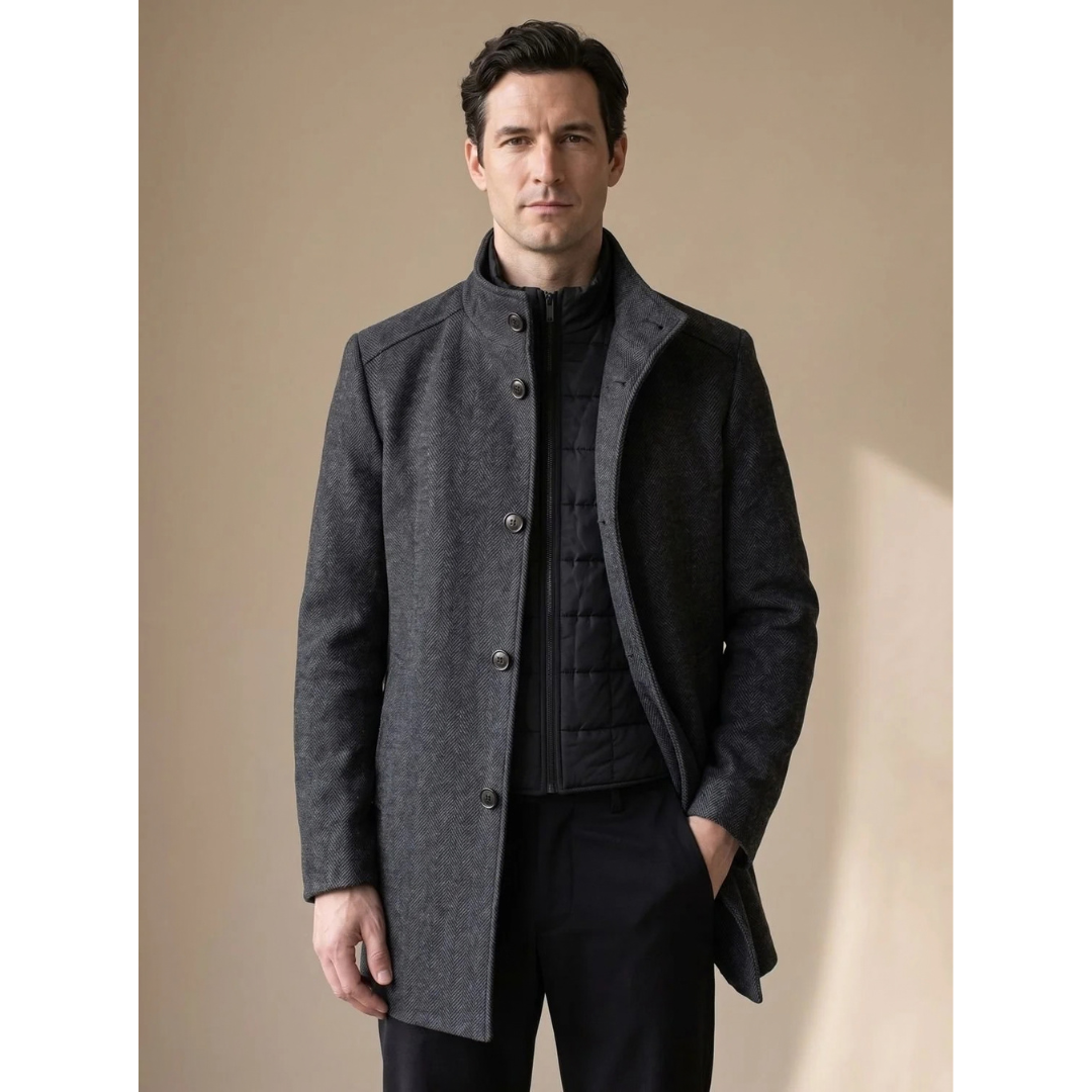 Maximilian | Herren Wollmantel mit Stehkragen und Winter Design