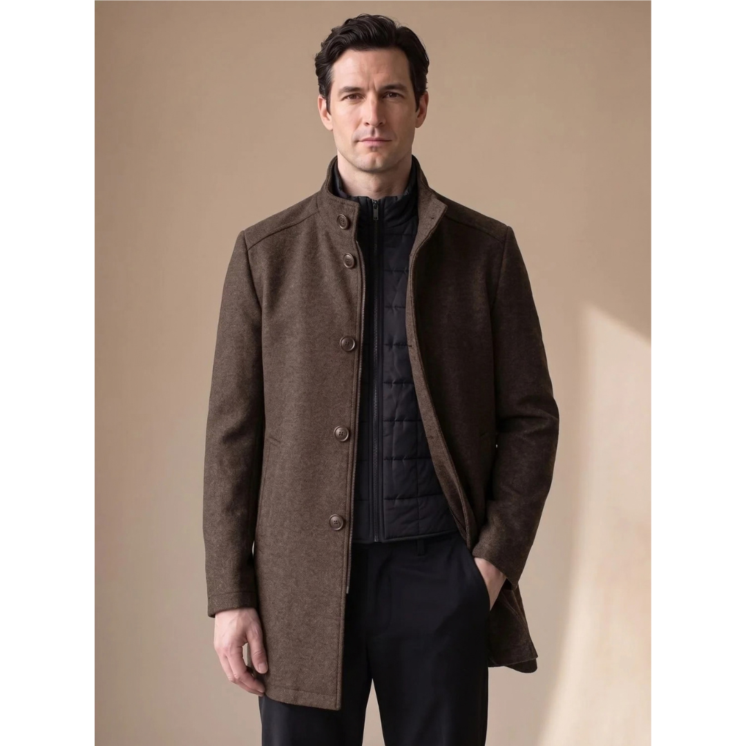 Maximilian | Herren Wollmantel mit Stehkragen und Winter Design