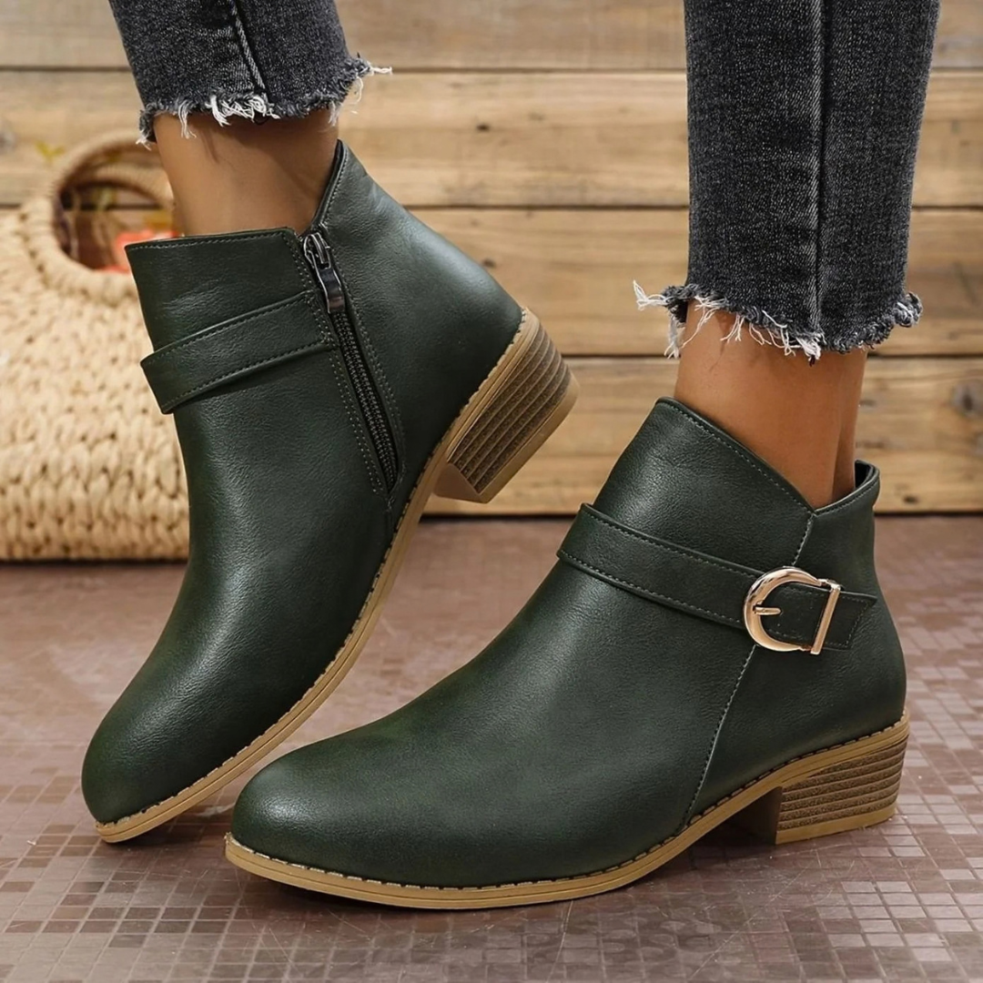 Monika | Damen Stiefeletten mit Block absatz und Schnalle